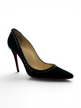 Stunning Christian Louboutin Anjalina 100 Forest Green Velvet Pumps, 38.5